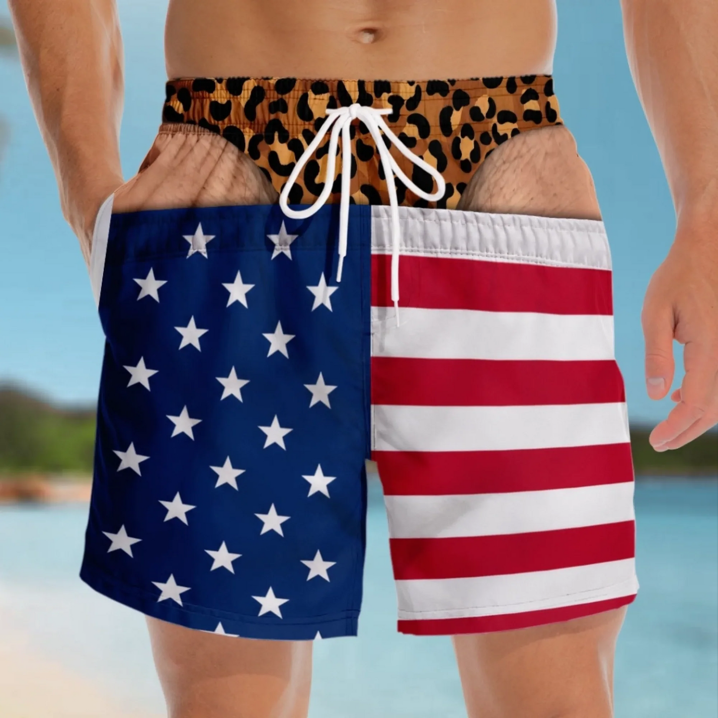 🔥🥳40K+ SOLD!😂Funny Patriotic Men’s Swim Trunks
