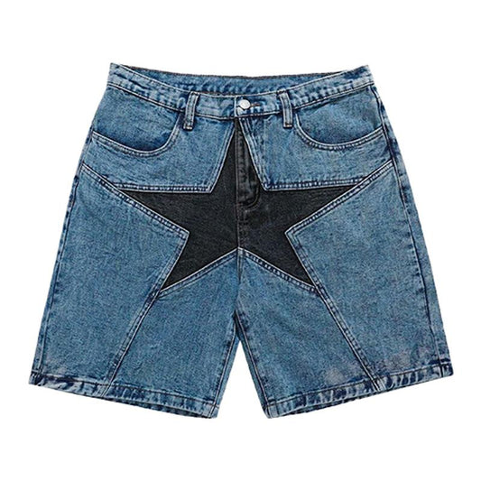STAR PATCHWORK DENIM SHORTS