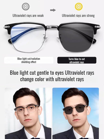🔥Auto-Focus Eyeglasses with Adjustable Eyebrow Frame and Blue Light Blocking for Presbyopia