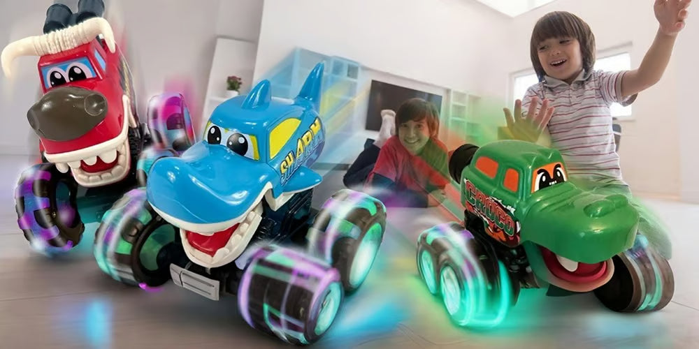 🔥 Hot Selling 🦖 Light-Up Monster Truck – Press & Go Stunt Car for Kids 🚗