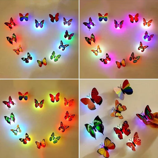 🦋 3D Colorful Butterfly LED Night Light – Creative Stick-On Wall Decor