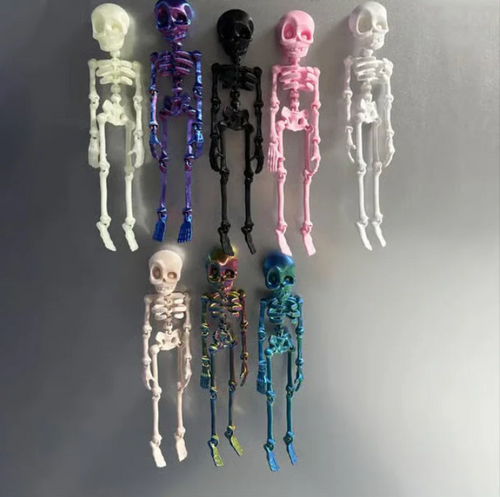 🦴 3D Printed Magnetic Skeleton Figurine – Vintage Desk Toy & Fridge Decor