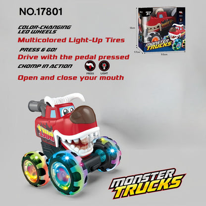 🔥 Hot Selling 🦖 Light-Up Monster Truck – Press & Go Stunt Car for Kids 🚗