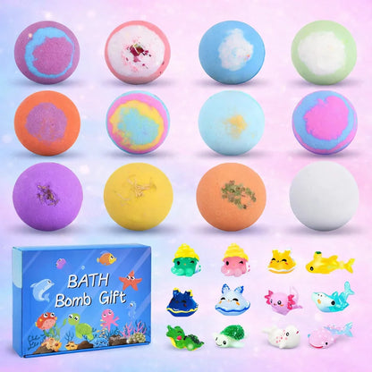 🔥🛁 Natural Bath Bombs for Kids with Mega Bubbles & Surprise Inside 🥚✨12 pcs[1 Box]