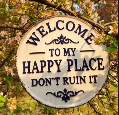 🏡Vintage Happy Place Metal Sign – Choose “Welcome to My Happy Place” or “This Is My Happy Place”