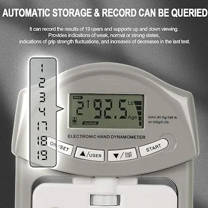 Hand Dynamometer Grip Strength Tester – 198 lbs/90 kg Digital Hand Strength Trainer