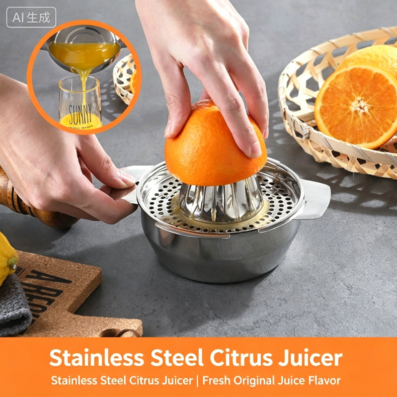 🔥HOT SALE 50%OFF🍊 Stainless Steel Manual Citrus Juicer – Multi-Fruit Press for Orange, Lemon & Grapefruit ✨
