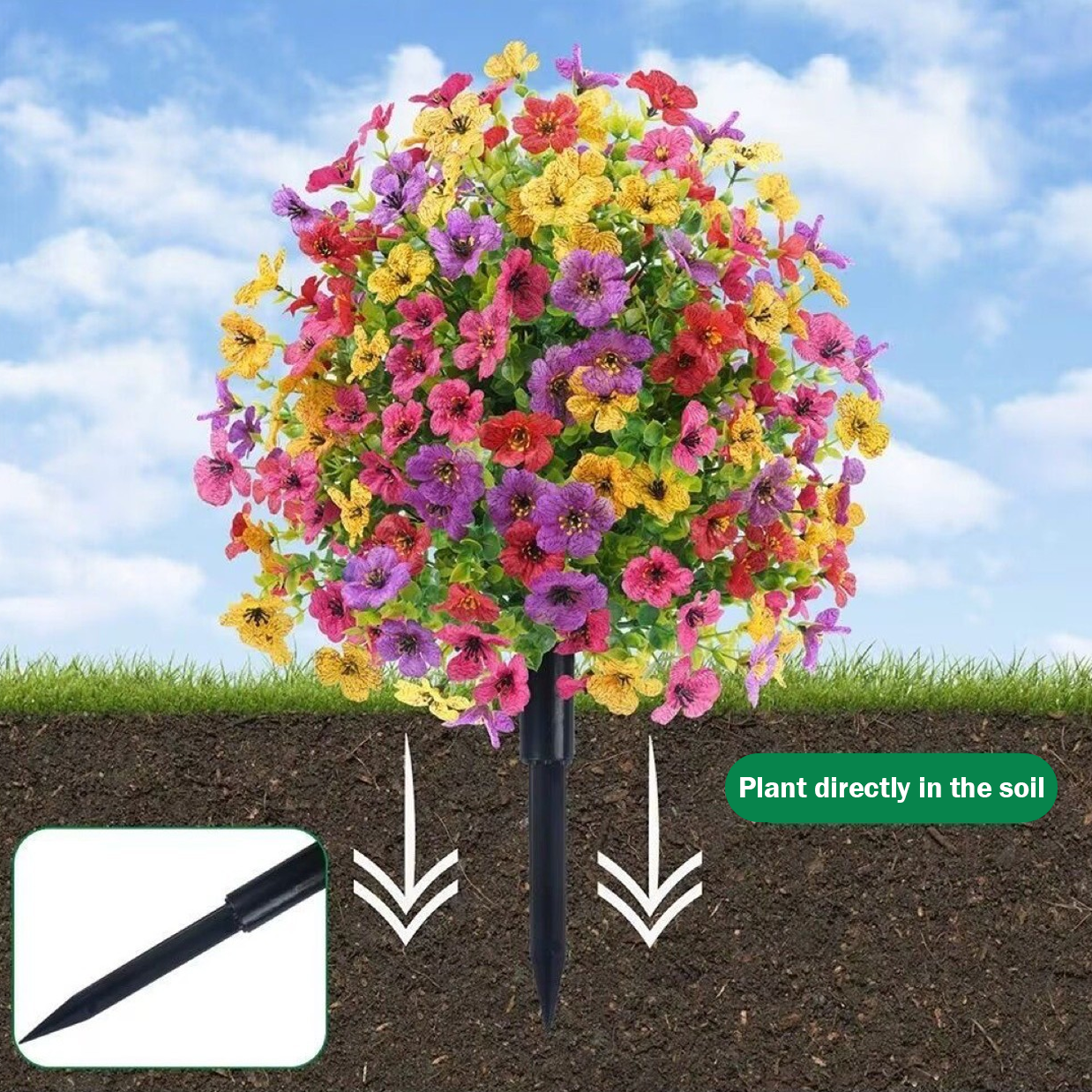 🔥 Best Seller🌸 🌿 UV-Resistant & Waterproof Artificial Daisy & Eucalyptus Stakes – Indoor & Outdoor Floral Decor
