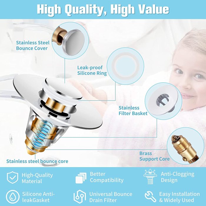 🚰 Universal Pop-Up Sink Drain Filter – Anti-Odor & Anti-Clog