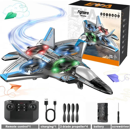 🎮2.4G Remote Control Stunt Fighter Plane, Beginner Friendly RC Drone Aircraft With Headless Mode✈️