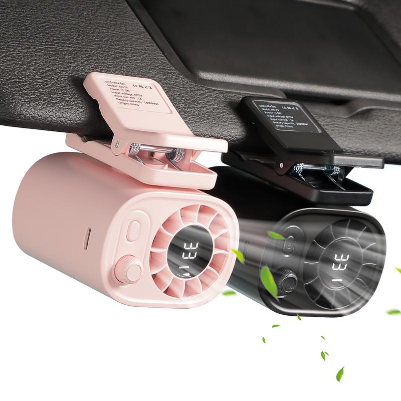 Ventilateur portable à clip pour voiture, écran LCD, rotatif à 360°, 100 vitesses