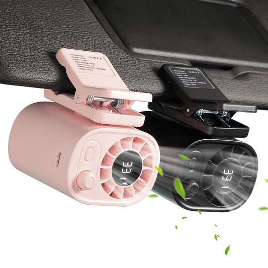Ventilateur portable à clip pour voiture, écran LCD, rotatif à 360°, 100 vitesses