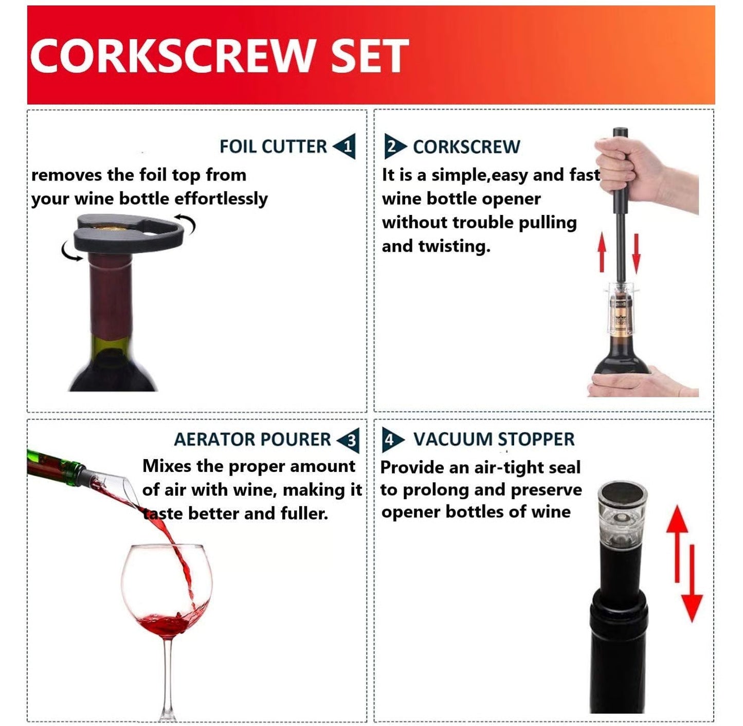 🔥Last Day 50% OFF--Air Pump Cork Remover Wine Bottle Opener Set