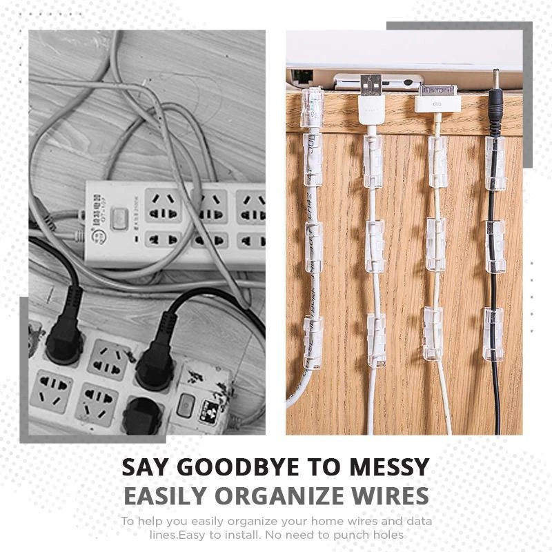 🏠🔌No-Drill Cable Organizer Clips – Strong Hold, Clean Look & Easy Installation