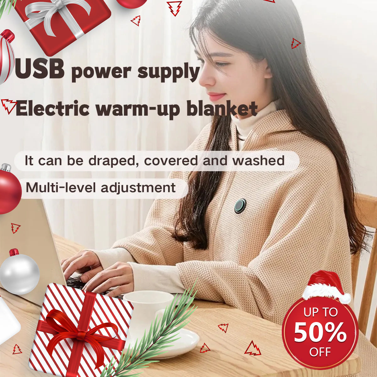🎅Best Winter Gifts 🔥Favorite Portable Heated Shawl (Buy 2 Free Shipping)