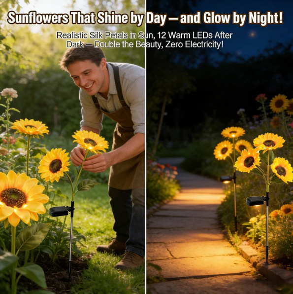 🏆Flash Sale⚡ 50K+ SOLD! 🌻 Solar Sunflower Garden Lights