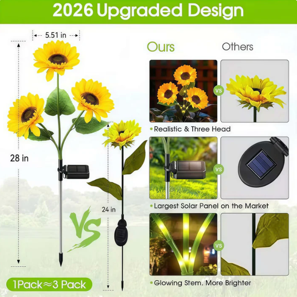 🏆Flash Sale⚡ 50K+ SOLD! 🌻 Solar Sunflower Garden Lights