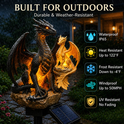 🎁 Dragon Lover's Gift 🐉 Solar LED Dragon Statue – Waterproof Garden & Patio Ornament