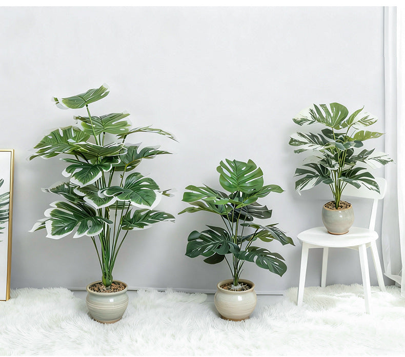 ⏰ 75% OFF Today 🌿 Artificial Monstera & Banana Leaf Plant Pot– Lush Tropical Decor ✨