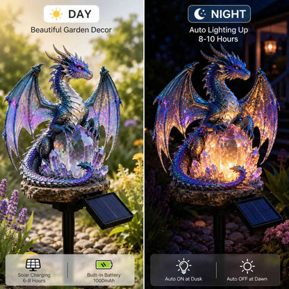 🎁 Dragon Lover's Gift 🐉 Solar LED Dragon Statue – Waterproof Garden & Patio Ornament