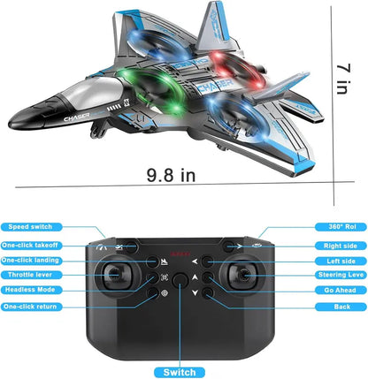 🎮2.4G Remote Control Stunt Fighter Plane, Beginner Friendly RC Drone Aircraft With Headless Mode✈️