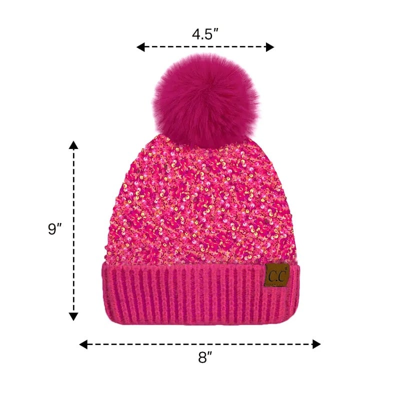 🔥Last Day 50% OFF - C.C Sequin Fur Pom Beanie