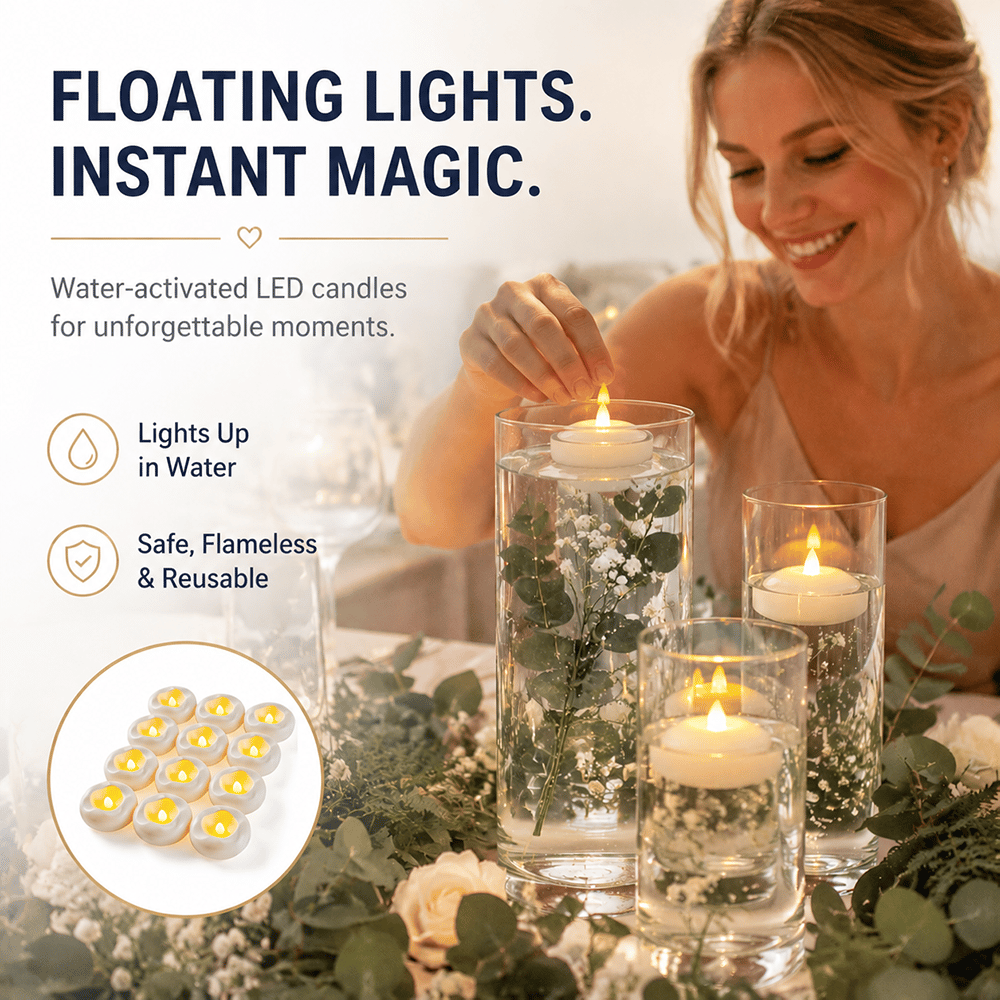 🕯️ Water-Activated Floating LED LED candle shape – Flameless Waterproof Ambiance for Any Occasion