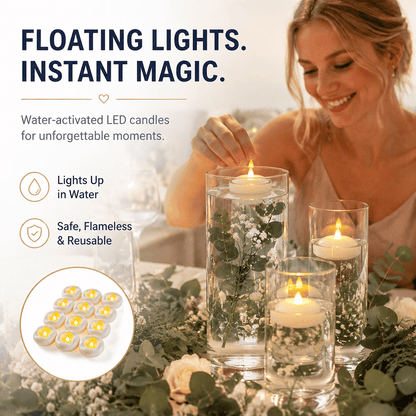 🕯️ Water-Activated Floating LED LED candle shape – Flameless Waterproof Ambiance for Any Occasion