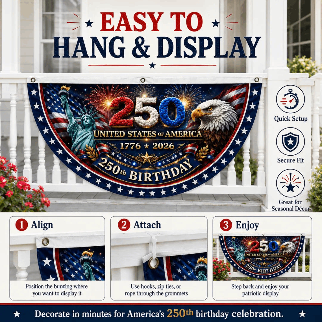 🦅🎆 Patriotic Best Seller  USA 250th Anniversary Flag Banner – Honor the American Spirit