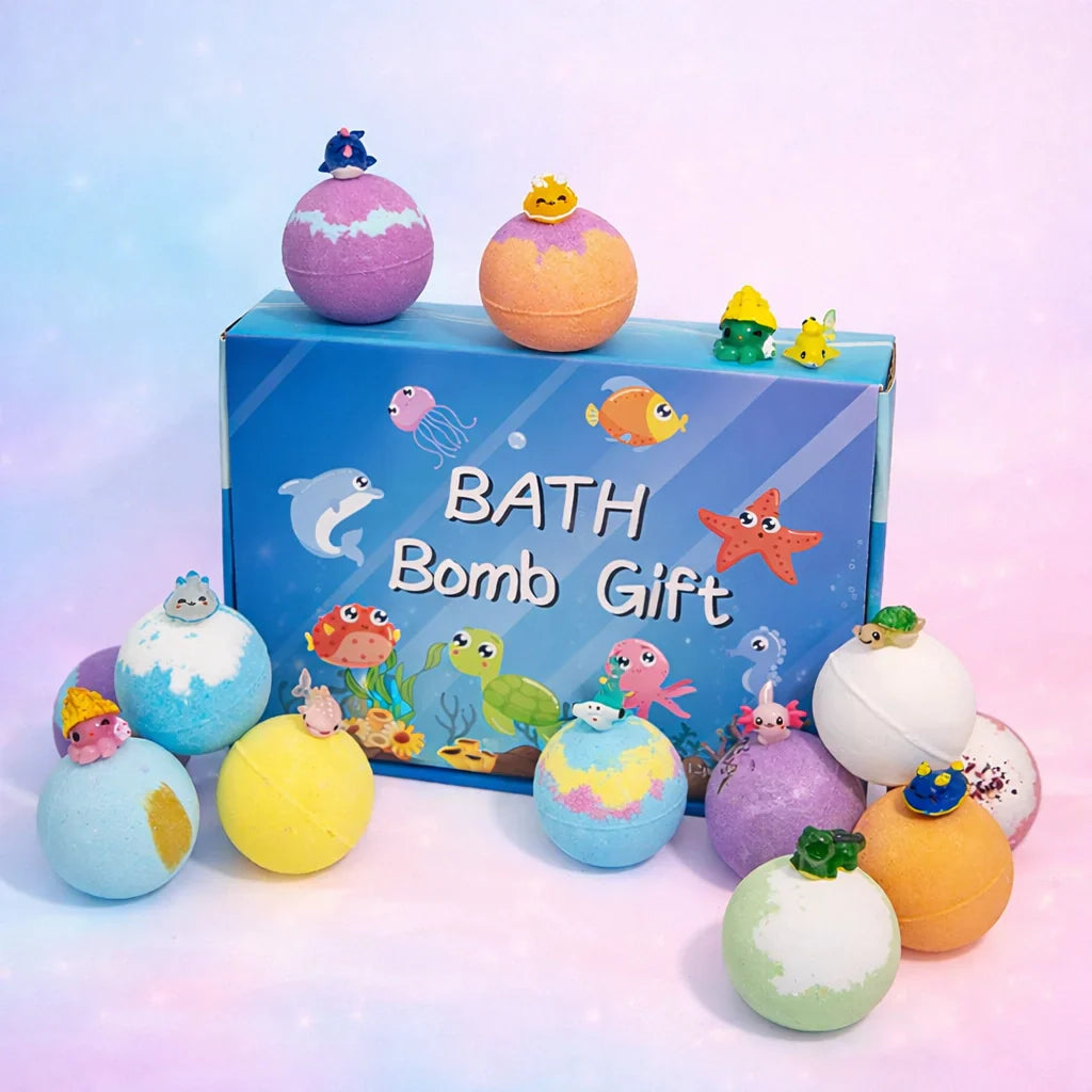 🔥🛁 Natural Bath Bombs for Kids with Mega Bubbles & Surprise Inside 🥚✨12 pcs[1 Box]