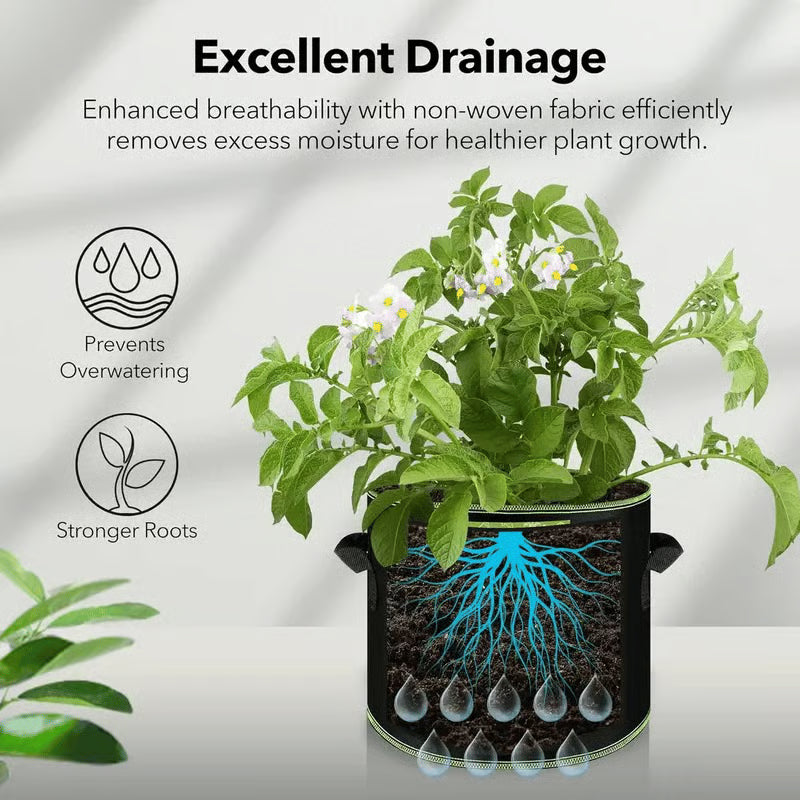 🪴 Heavy-Duty Fabric Grow Bags – Breathable & Reusable Plant Containers