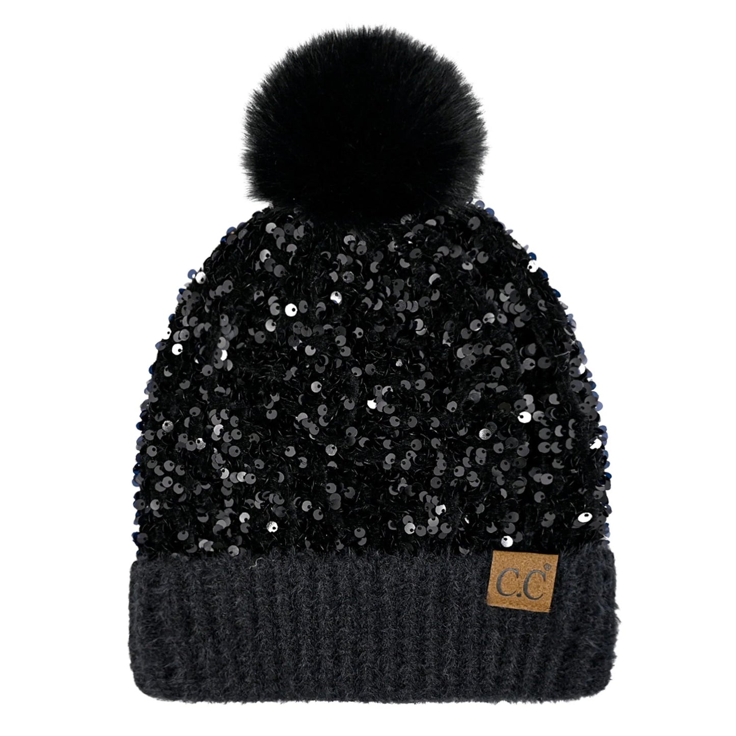 🔥Last Day 50% OFF - C.C Sequin Fur Pom Beanie