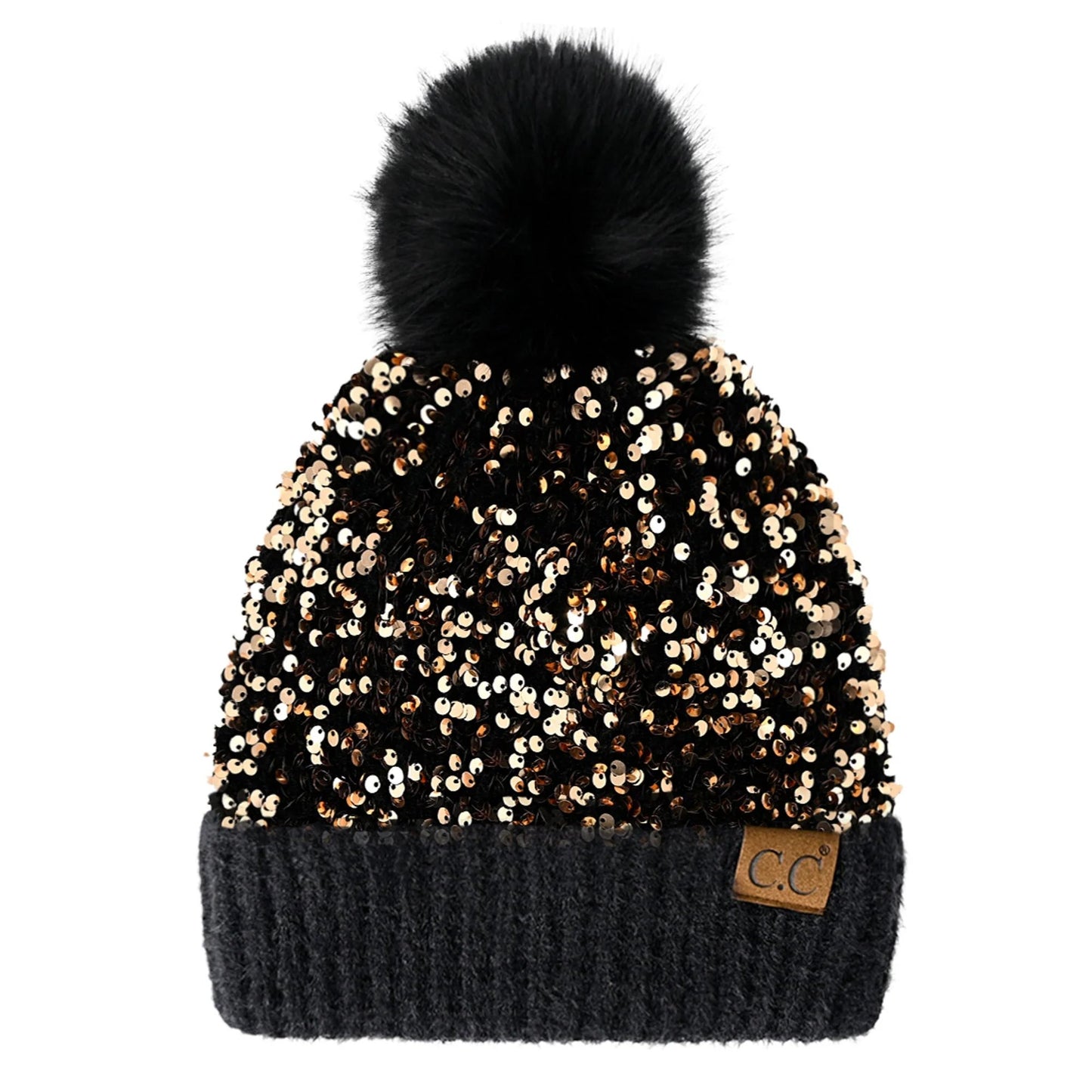 🔥Last Day 50% OFF - C.C Sequin Fur Pom Beanie