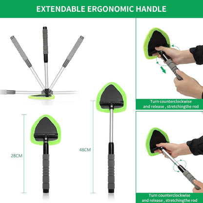 🚗 Microfiber Car Windshield Cleaning Tool with Extendable Handle