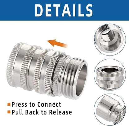 🏆Flash Sale⚡ 50K+ SOLD! Almost Gone-💥💧Stainless Steel Garden Hose Quick Connect Fittings Set,Best Gifts