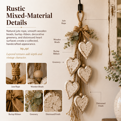 🤎 LED Hanging Heart Wall Decor – Warm Glowing Rustic Home Accent ✨