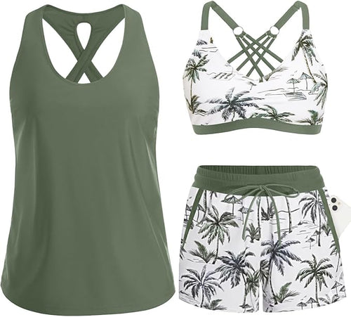 3 Piece Tankini with Shorts 🔥 Buy 2 Free Shipping