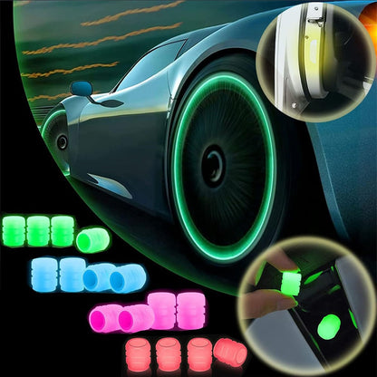 50PCS Glow-in-the-Dark Car Tire Valve Cap Set - Durable, Easy-to-Install, No-Tool-Required Accessories for Safe Night Driving - Perfect for Most Vehicle Tires