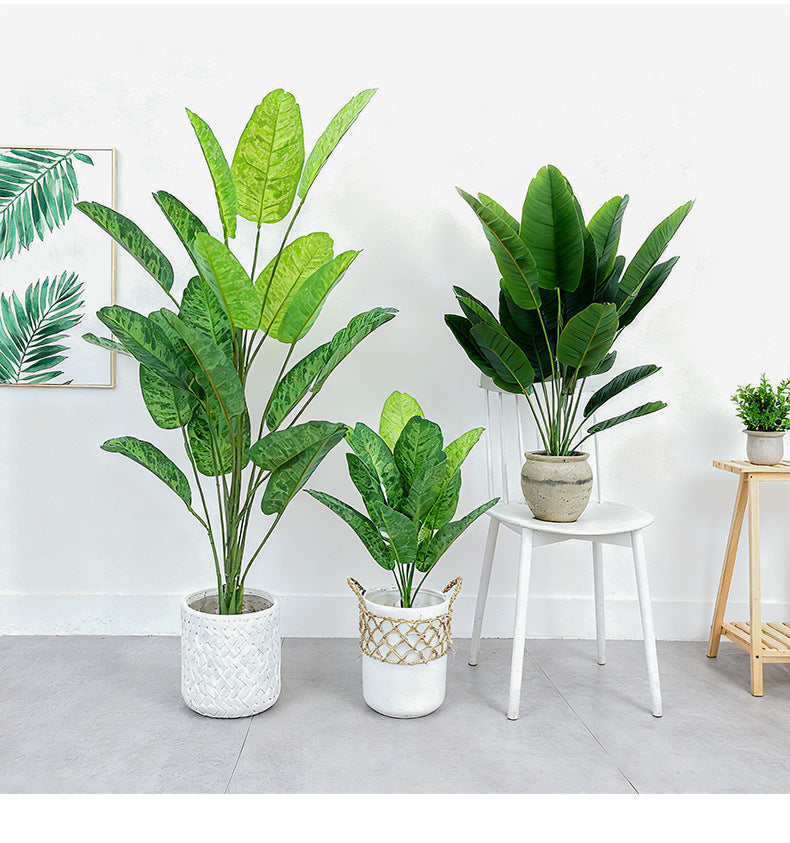 ⏰ 75% OFF Today 🌿 Artificial Monstera & Banana Leaf Plant Pot– Lush Tropical Decor ✨