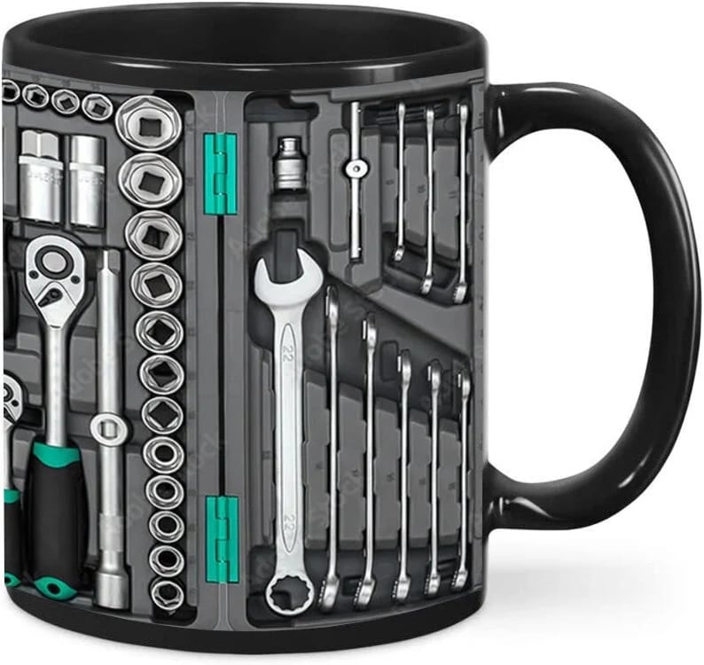 🎁2D Printing Process Mechanic Toolbox Mug