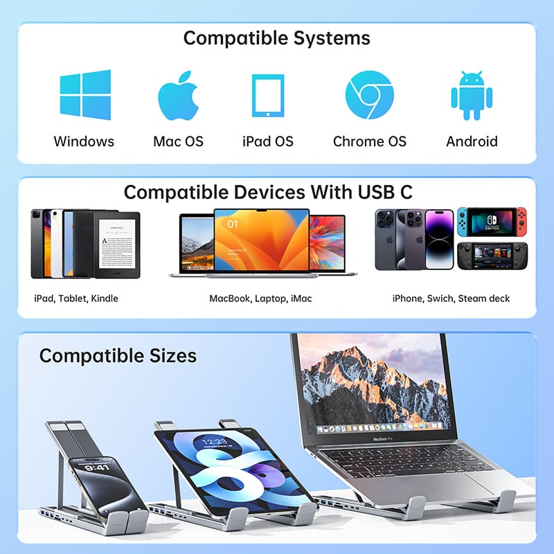 Flash Sale 50K+ SOLD! Almost Gone- 8-in-1 USB-C Laptop Stand,Best Gifts