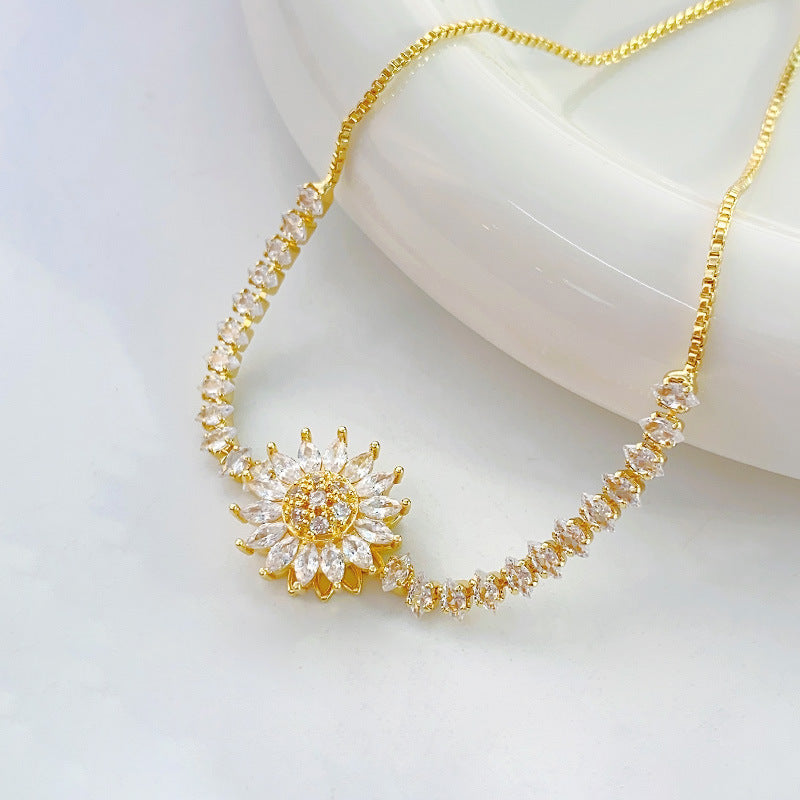 🌻💎 Chic Sunflower Bracelet – Adjustable, Sparkling & Perfect for Any Occasion