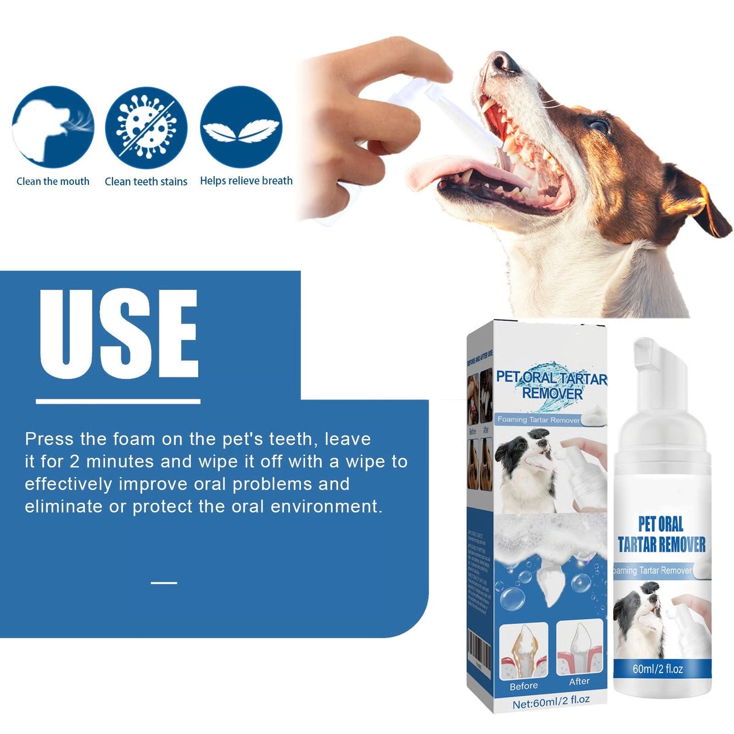 🐶🦷 Pet Oral Care Foam – Removes Odors & Promotes Healthy Teeth and Gums 🪥