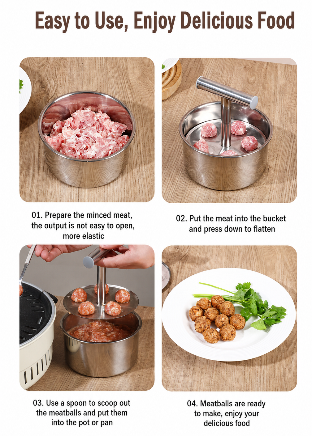 🔥 2026 Kitchen Must-Have 🍖 Stainless Steel Meatball Maker – Easy Press & Perfect Shape