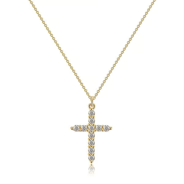 👑💎 Paved Cross Rotatable Crown Charm Necklace