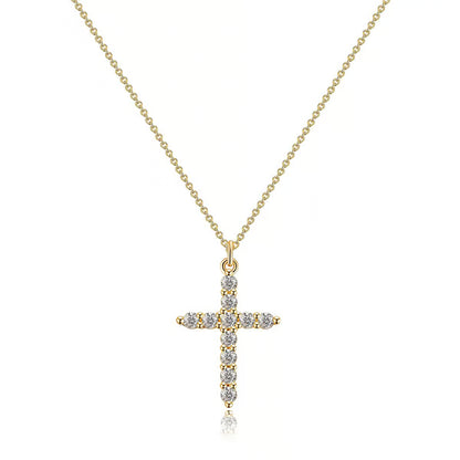 👑💎 Paved Cross Rotatable Crown Charm Necklace