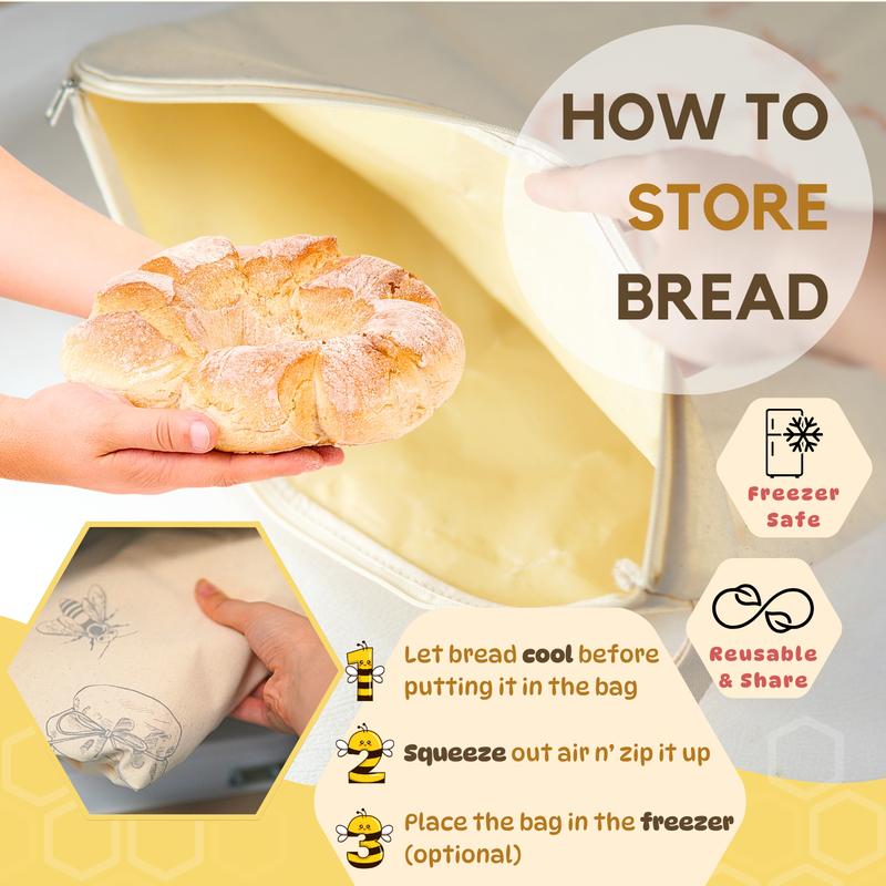 🍞Brotbeutel aus Baumwolle und Bienenwachs mit breitem Reißverschluss für Sauerteig✨ 