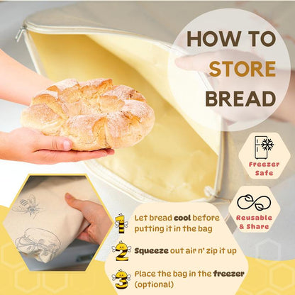 🍞Brotbeutel aus Baumwolle und Bienenwachs mit breitem Reißverschluss für Sauerteig✨ 