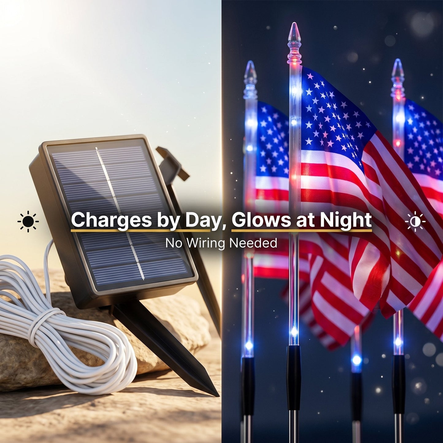 💕🇺🇸8-in-1 American Flag Solar Lights