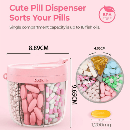 🎁عرض اليوم الأخير 🔥زجاجة توزيع حبوب بستة أقسام | لا تفوت جرعة واحدة بعد الآن! 💊⏰ 